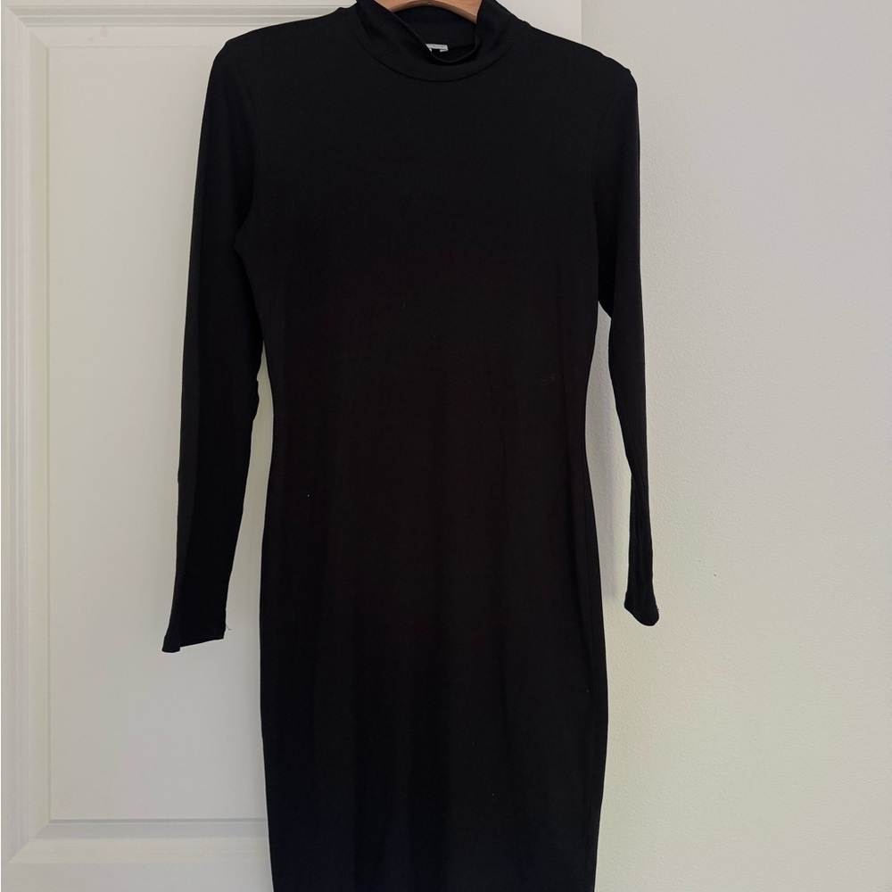 LEITH Nordstrom women’s black stretchy mock neck long sleeve dress small 4 6